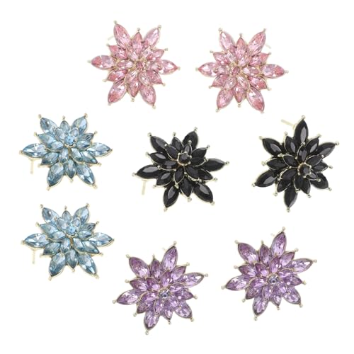 FOMIYES 4 Paare Mehrschichtige Zirkonia Blumenohrringe Damen Ohrstecker mit Lebendigen Farben und Stabiler Plattierung für Hochzeit Party Alltag Schmuck von FOMIYES