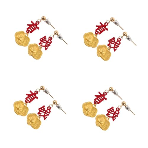 FOMIYES 4 Paare Rote Ohrstecker Damen Festliche Ohrringe Kreative Schmuckstücke Glücksbringer Symbol Prosperität Vielseitig Tragbar Für Neujahr Feierlichkeiten Alltag von FOMIYES