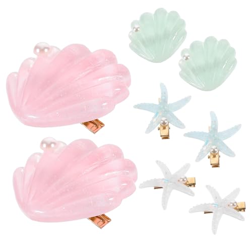 FOMIYES 4 Paare Teiliges Haarklammern für Mädchen Muschel und Seestern Design Niedliche Haarspangen mit Perlen Sicherer Haarschmuck für Geburtstag Party und Alltag Vielseitiges von FOMIYES