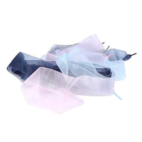 FOMIYES 4 Paare Weiche Satin Schnürsenkel Sportschnürsenkel für Damen Farbige Schleifenbänder in Dunkelblau Dekorative Schuhaccessoires von FOMIYES