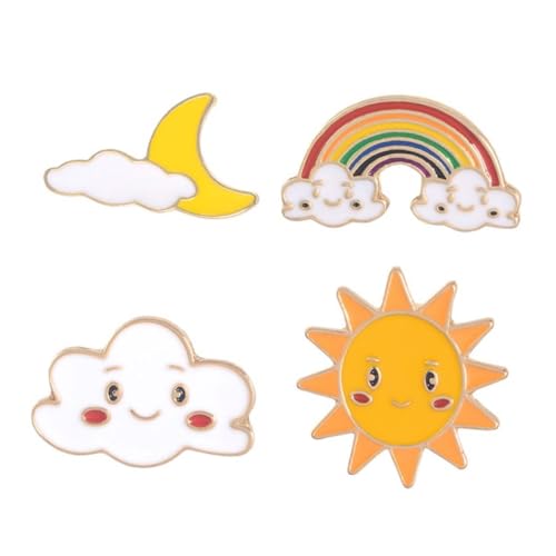 FOMIYES 4 STÜCKE Bunte Sun Moon Rainbow Cloud Broschen für Mädchen Kreative Brustnadeln aus Langlebiger Legierung Modischer Schmuck für Kleidung Rucksäcke Pullover und Hüte von FOMIYES