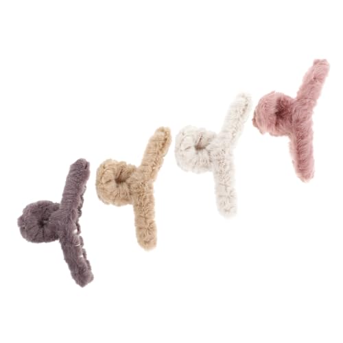 FOMIYES 4 STÜCKE Teiliges Flauschige Haarspangen für Damen Plüsch Haarklammern Krallenklammern Weiche Haarschmuck für Alltag und Reise von FOMIYES