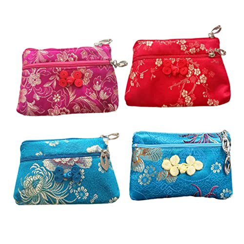 FOMIYES 4 STÜCKE Teiliges Seiden Geldbörse mit Reißverschluss Kompakte Aufbewahrung für Münzen und Accessoires für Freizeit und Partys Zufällige Muster Zufällige Farbe Zufällige Farbe von FOMIYES