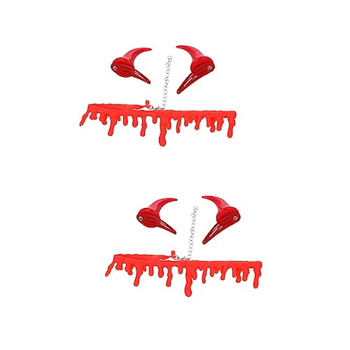 FOMIYES 4 Sätze 6Tlg Halloween-Anzug gruselige Halloween-Halskette kostüm haarspangen haarspange Haarnadeln aus Horn schreckliche blutige Halskette Plastik rot FOMIYES 4 Sätze 6Tlg Halloween-Anzug gruselige Halloween-Halskette kostüm haarspangen haarspange Haarnadeln aus Horn schreckliche blutige Halskette Plastik rot von FOMIYES