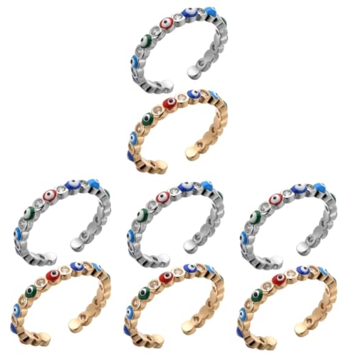 FOMIYES 4 Sätze Evil Eye Ring Für Damen Verstellbarer Zirkonia Finger Ring Minimalistischer Schmuck Wahl Für Langanhaltend Und Hautfreundlich 2 Stück * 4 von FOMIYES