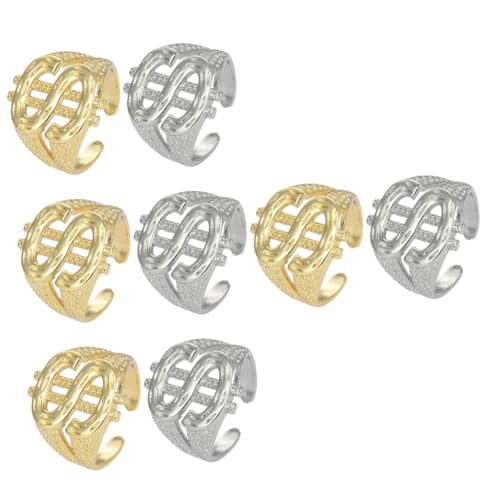 FOMIYES 4 Sätze Hip Hop Dollarzeichen Ringe Für Männer Offene Finger Ringe Verstellbar Und Für Partys Und Besondere Anlässe 2 Stück * 4 von FOMIYES