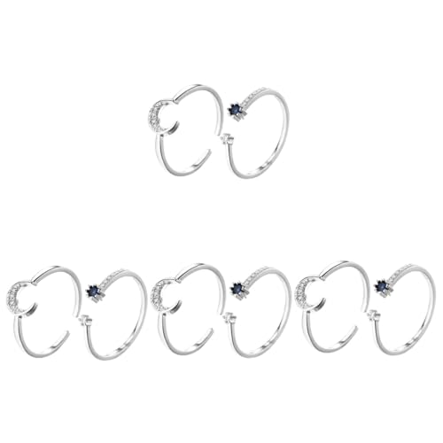 FOMIYES 4 Sätze Offene Finger Ringe Für Damen Verstellbare Ringe Mit Zirkonia Monddesign Stilvolle Schmuckstücke Für Besondere Anlässe Eleganter Damenring 2 Stücke * 4 von FOMIYES