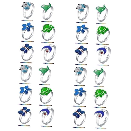 FOMIYES 4 Sätze Teiliges Thermochromer Cartoon Ringe Farbwechsel Schmuck Für Festivals Einzigartige Designs Wie Seelöwe Meeresschildkröte Für Freunde Familie 6 Stück * 4 von FOMIYES