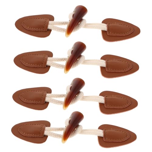 FOMIYES 4 Sätze Vintage Knebelverschlüsse aus Imitatleder mit Robusten Resin Hornknöpfen Dekorative Knöpfe für Mantel Strickjacke Dufflecoat DIY Nähzubehör für Jacken und Wollmäntel von FOMIYES