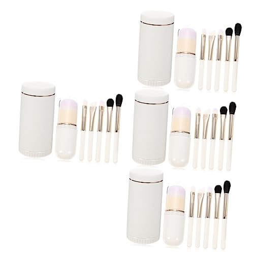 FOMIYES 4 Sätze Make-up-pinsel-set Abdeckung Für Make-up-pinsel Schminkpinselhalter Mit Deckel Pinsel Für Make-up Mini Caboodle Damenanzüge Haupt Wolle Bürste Behandeln Weiß Fräulein von FOMIYES