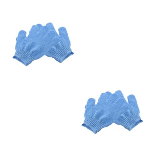FOMIYES 4 Stck. Nylon Duschhandschuhe Peeling Handschuhe Körper Peeling Scrubber für Männer Frauen Dehnbar Maschinenwaschbar mit Praktischem Aufhängeband Schnell Trocknend Blau von FOMIYES