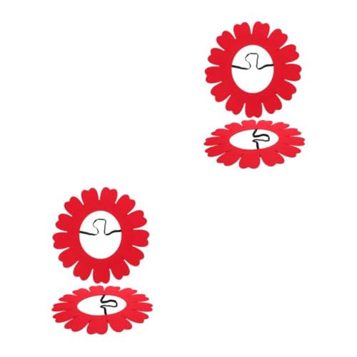 FOMIYES 4 Stck. Sonnenblumen Kopfbedeckung Klein Rot Lustiges Festival Accessoire und Haarschmuck Leicht Anzuziehen für und Haustiere Geeignet von FOMIYES