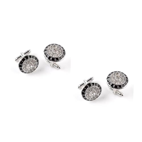 FOMIYES 4 Stck. Teiliges Herren Manschettenknöpfe mit Funkelnden Strasssteinen Eleganter Business Stil Stoßfest und Rostfrei für Formelle Anlässe und Hochzeiten Klassisch Rundes Design für von FOMIYES