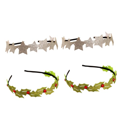 FOMIYES Party Haarschmuck 4 Stück Blätter Stern Stirnband Weihnachtskinderhut Weihnachtsfeier Stirnband weihnachtsdeko Requisiten Haarnadel schmücken Kopfbedeckung Legierung von FOMIYES