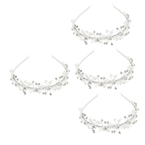 FOMIYES 4 Stück Blumenmädchen Hochzeit Stirnband Hochzeit Kristall Kopfbedeckungen Haarschmuck Hochzeit Haarband Baby Mädchen Verbeugt Sich Perle Haarteil Prinzessin Braut Weiß von FOMIYES