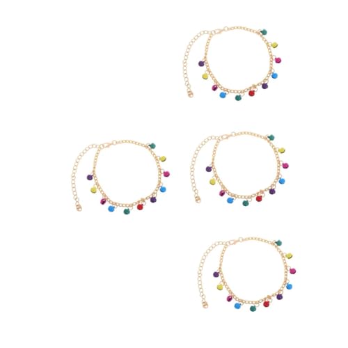 FOMIYES 4 Stück Bunte Glockenkette Fußkettchen mit Quasten Boho Stil Verstellbar Damen Sommer Schmuck Trendige Fußkette für Strand und Alltag von FOMIYES