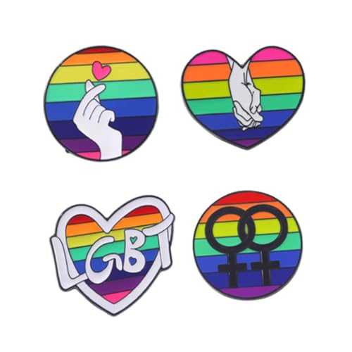 FOMIYES 4 Stück Bunte Lgbt Pride Anstecknadeln Herzform Regenbogenbroschen aus Hochwertiger für Kleidung Taschen Jacken Modische Accessoires für Partys Alltag und Events von FOMIYES