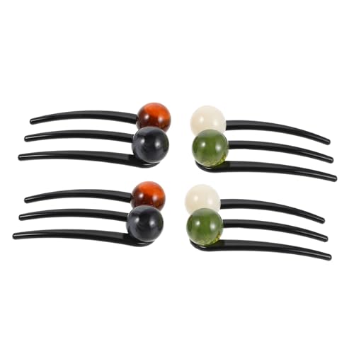 FOMIYES 4stücke Teiliges U-förmige Haarnadeln Für Frauen Vintage Haarklammern Für Brötchen Und Hochsteckfrisuren Stilvolle Haaraccessoires Mit Eleganten Perlen in Grün-weiß Und von FOMIYES