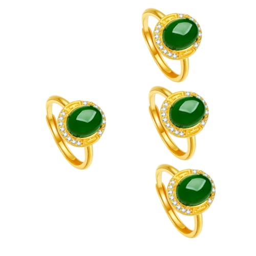 FOMIYES 4 Stück Eleganter Jade Ring mit Goldbeschichtung Stilvoller Dekorativer Fingerring für Damen Partys Besondere Anlässe von FOMIYES