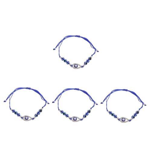 FOMIYES 4 Stück Evil Eye Armband mit Blauen Perlen Handgefertigtes Verstellbares Glücksarmband für Damen und Herren Modisches Schmuckstück Schützendes Amulett für Alltag und Besondere von FOMIYES