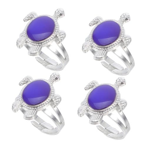 FOMIYES 4 Stück Farbwechsel Ringe Schildkröte Thermochromer Stimmungsring Unisex Emotion Temperaturfühliges Schmuckstück von FOMIYES
