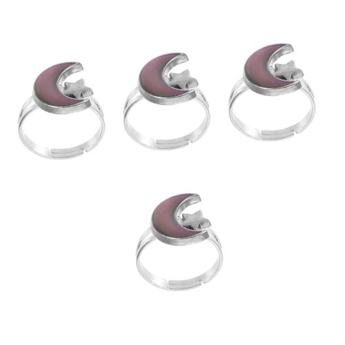 FOMIYES 4 Stück Farbwechselnder Mondring für Frauen Verstellbarer Stimmungsring Hautfreundlichem für Besondere Anlässe Wie Geburtstage Valentinstag Modisches Accessoire mit von FOMIYES