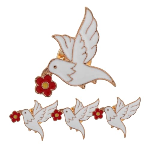 FOMIYES 4stücke Friedenstaube Anstecker Mit Roter Blume Brosche Für Damen Leichtes Material Modisches Revers-accessoire Für Kleidung Pullover Und Hüte von FOMIYES