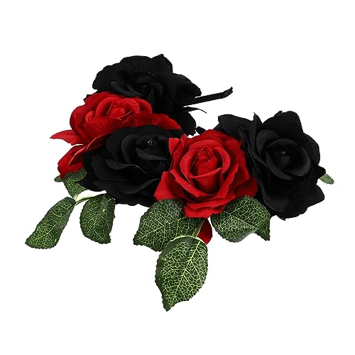 FOMIYES 4 Stück Rosa Stirnband Halloween-haar-accessoire Tag Der Toten Kopfschmuck Stirnbänder Für Damen Schwarz Kopfschmuck Aus Rosenblüten Haarschmuck Blumen Stoff Cosplay Strandresort von FOMIYES