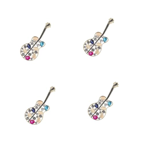 FOMIYES 4 Stück Gitarrenbrosche Dekorative Stift Hemd Reversnadel Brosche für Musikinstrumente Anstecknadel für Musikinstrumente Musikstift Instrumentenschmuck Strassnadel Legierung von FOMIYES