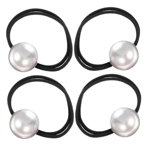 FOMIYES 4 Stück Große Perlen Haargummis Elastische Haarschleifen mit Doppellagigen Perlen für Damen und Mädchen Haarschonend Sicherer Eleganter Schmuck für Alltag Party Hochzeit von FOMIYES