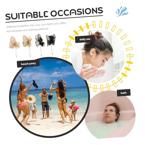 FOMIYES 4 Stück Große Schmetterling Haarklammer Metall Haarkrallen mit Netz Perlenbesatz Fester Griff für Mädchen Frauen Modische Haarspange für Verschiedene Frisuren und Alltag von FOMIYES