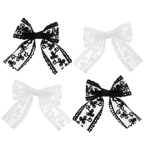 FOMIYES 4stücke Haarnadeln Mit Floralen Schleifen Eleganter Haarschmuck Für Damen Weiße Schleife Fürs Haar Schwarzer Haarschmuck Mit Schleifen Haarnadel Mit Spitzenschleife von FOMIYES