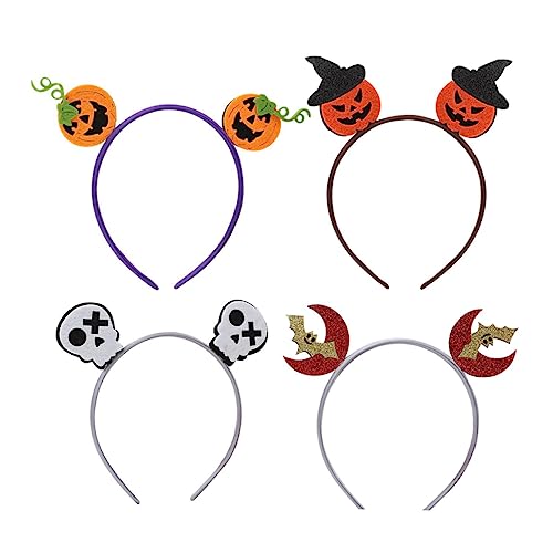 FOMIYES 4 Stück Halloween-kopfschmuck Halloween-kostümzubehör Halloween-kürbis-stirnband Kinder Haargummis Halloween-haarreifen Vampir-stirnband Blitz Cartoon-tasche Bauchmuskeln Fräulein von FOMIYES