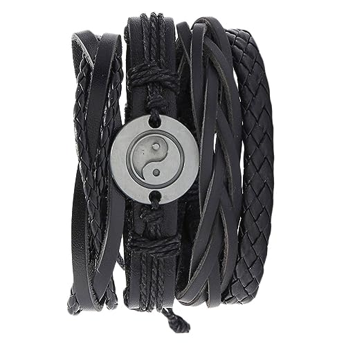 FOMIYES 4 Stück Handgefertigtes Verstellbares Lederarmband Set Handgewebte Armreifen im Diagramm Design Modisches Diy Schmuckset für Damen Herren von FOMIYES