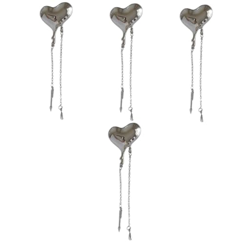 FOMIYES 4 Stück Herz Brosche Kette Damen Schmuck Herzform Anstecknadel für Anzüge Pullover Brosche mit Ketten Design an Frauen Geburtstagsgeschenke von FOMIYES