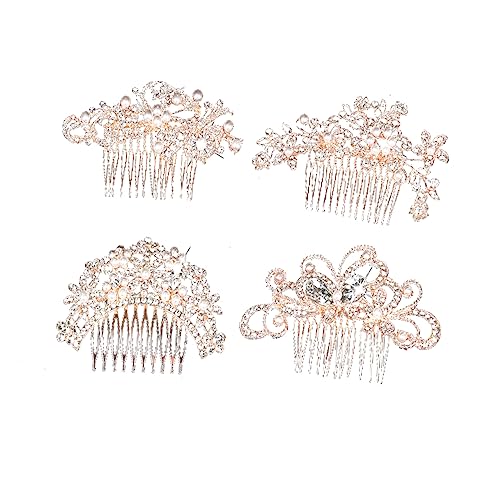 FOMIYES 4 Stück Hochzeitskopfstück Haarschmuck Zur Hochzeit Hochzeitshaarplatten Dekorative Haarkämme Hochzeitshaarschmuck Hochzeit Haarblumen Bridal Tiara Braut Schmücken Rose von FOMIYES