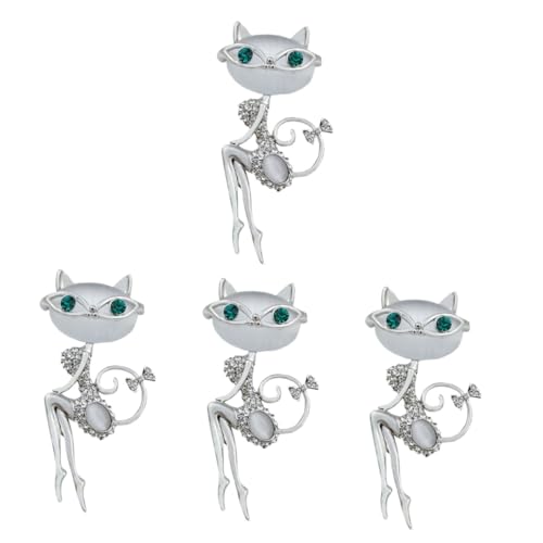 FOMIYES 4 Stück Katzenbrosche Opal mit Funkelnden Kristallen Vintage Anstecker für Kleidung Schals Taschen Süße Tierbrosche Einzigartiges für Frauen Katzenliebhaber Hochzeiten Partys von FOMIYES