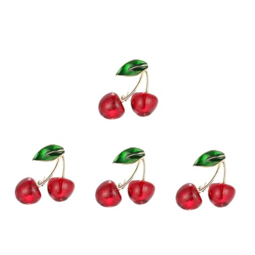 FOMIYES 4 Stück Kirsche Brosche Resin für Damen Modisches Accessoire für Jacken Pullover Festlichkeiten Anstecknadel Fruchtigem Design für Besondere Anlässe von FOMIYES
