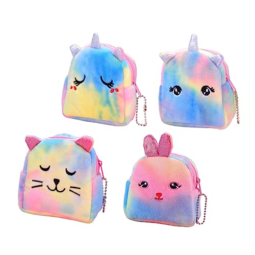 FOMIYES 4stücke Einhorn Tasche Plüsch Tierform Tasche Aufbewahrungstasche Für Schlüssel Lippenstift Kleinigkeiten Karten Reisen Einkaufen Schule Strand von FOMIYES