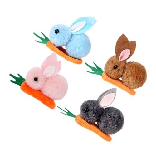 FOMIYES 4 Stück Mini Haarspangen Teiliges mit Süßen Plüschkaninchen und Karotten Haarclips für Mädchen Vielseitige Haarschmuck Accessoires für Ostern und Festliche Anlässe von FOMIYES