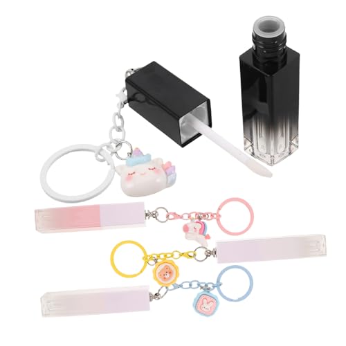 FOMIYES 4 Stück Nachfüllbare Lippenstiftbehälter mit Einhorn Schlüsselanhänger Leere Lipgloss Tuben für Frauen und Tragbare DIY Kosmetikverpackung Kompaktes Lipbalsam Zubehör von FOMIYES