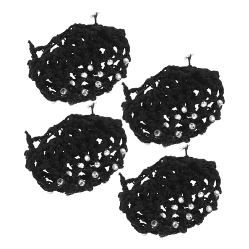 FOMIYES 4stücke Haar-netze Für Dutts Acryl-strass-haarnetz Tanz-haarnetze Haarknoten-abdeckungen Für Mädchen Ballett-haar-accessoires Schwarz von FOMIYES