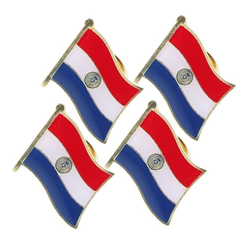 FOMIYES 4stücke Paraguay-broschennadeln Dekorative Eisenabzeichen Mit Nationalflagge Für Anzüge Hüte Rucksäcke Und Kleidungszubehör Wasserfeste Epoxidbeschichtung von FOMIYES