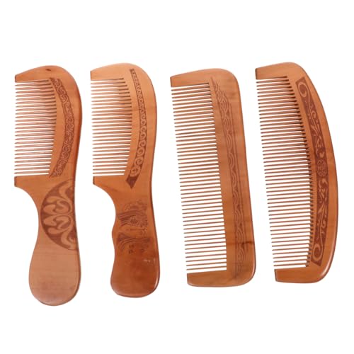 FOMIYES 4 Stück Pfirsichholz Massagekamm Antistatischer Feinzahnkamm Holzhaarkamm Für Kopfhautmassage Haarstyling Kamm Für Damen Und Herren Geschenkidee Für Besondere Anlässe von FOMIYES