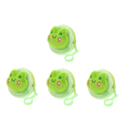 FOMIYES 4 Stück Plüsch Münzbeutel Frosch Cartoon Design Lustig Kleine Geldbörse für Vielseitige Aufbewahrung von Münzen Schlüsseln Ohrhörern Tragbarer Kopfhörerhalter Dekorativer Organizer von FOMIYES