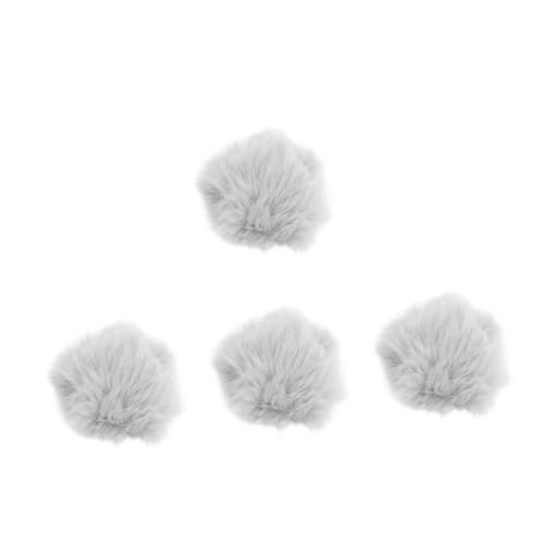 FOMIYES 4 Stück Plüschbommel Brosche mit Kaninchen Niedlicher Anstecker für Damen und Mädchen Modischer Rucksack Handgefertigtes Accessoire für Jacken Schals und Taschen Hellgrau von FOMIYES