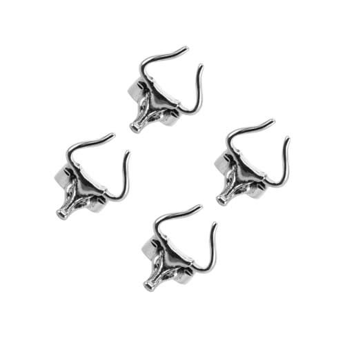 FOMIYES 4 Stück Retro Herrenring Metall Vintage Punk Stil Bullkopf Statement Ring Single Status Robust Für Party Dating von FOMIYES