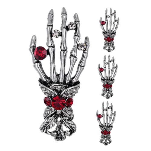 FOMIYES 4 Stück Retro Punk Broschen Handförmige Strass Anstecknadeln Legierung Für Jacken Hemden Schals Und Rucksäcke Ausgefallene Vintage Schmuck Accessoires Für Damen Und Herren von FOMIYES