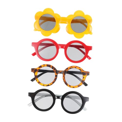 FOMIYES 4 Stück Sonnenbrillen UV schutz Leicht Blumen Rundrahmen Partybrillen für Mädchen Jungen Modische Robuste Wiederverwendbare Sonnenbrille als Fotorequisite von FOMIYES