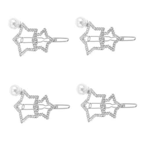 FOMIYES 4 Stück Stern Haarspangen mit Strass und Perle Haarklammern Einfache Anwendung Vielseitiger Haarschmuck für Damen und Mädchen Passend für Freizeit und Festliche Anlässe von FOMIYES